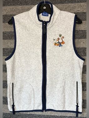 Vintage Y2K Tigger Winnie the Pooh Light Gray Fleece Vest Men’s Small EUC
